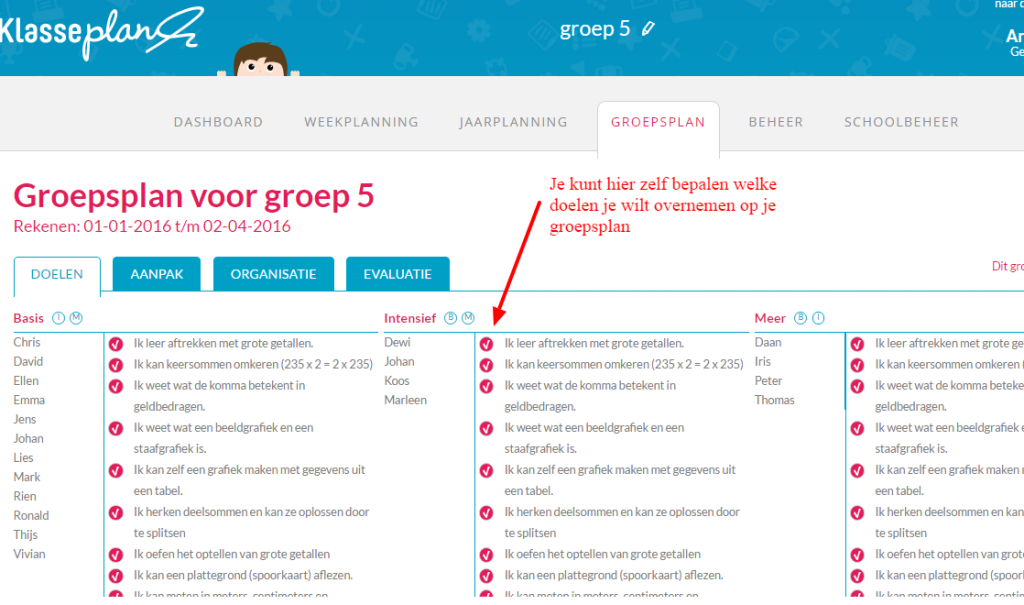 Groepsplan Klasseplan 1