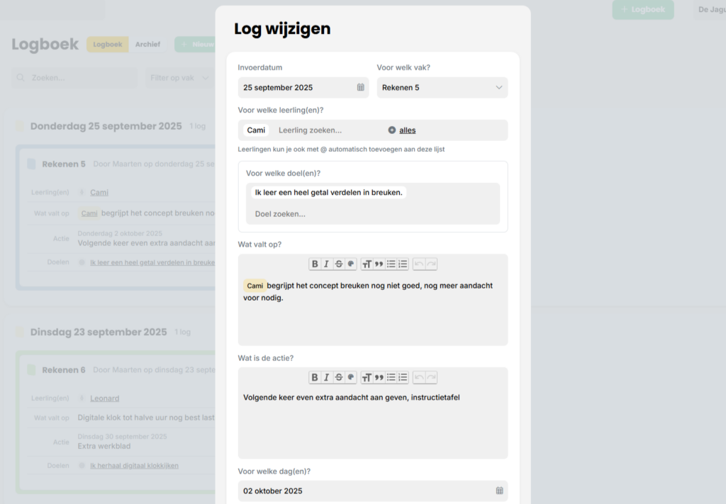 Log invullen