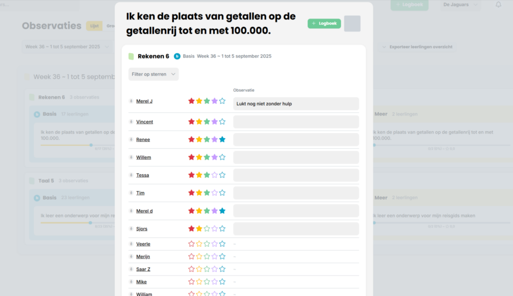 Observatie per doel 