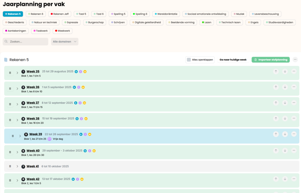 Jaarplanning overzicht