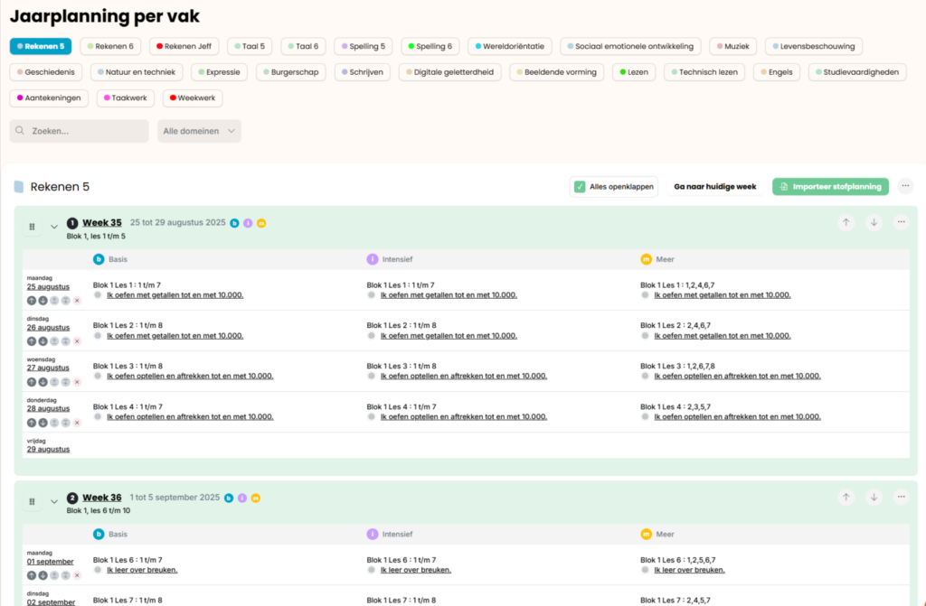 Jaarplanning opengeklapt